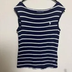 Polo Ralph Lauren 半袖ストライプノースリーブシャツ M
