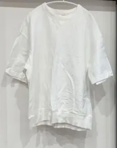 GU ホワイト コットン スウェットTシャツ 半袖