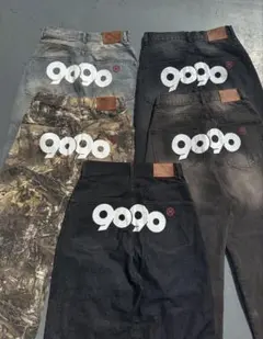 90サイズ ダークグレー ワイドレッグデニム 9090 90サイズ ダークグレー ワイドレッグデニム 9090 9090 OG Logo