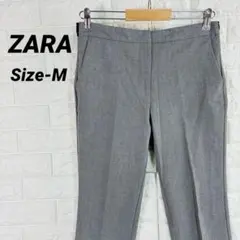 ザラZARA テーパードパンツ グレー M ウエストゴム センタープレス 洗える