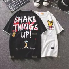 Ｔシャツ メンズ ストリート ペイント 韓国 半袖 Ｌ プリントＴシャツ