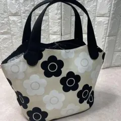 MARY QUANT デイジー 花柄 トートバッグ ベージュ 黒のサムネイル