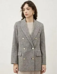 Mochi様専用ミラオーウェン 金釦ダブルブレストツイードロングブレザー