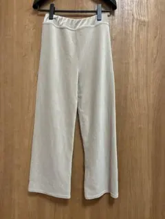 リブパンツ ベージュ ベロア調 M〜L ルーム着　パジャマ