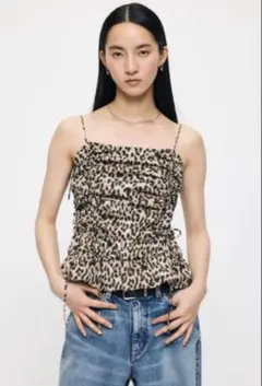moussy SATIN GATHER キャミ　レオパード　ヒョウ柄　ブラウンのサムネイル
