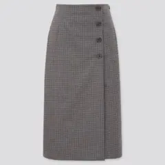 UNIQLO ユニクロ　サイドボタンチェックラップスカート