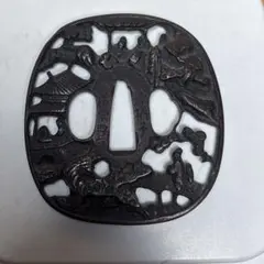 銅地 鋤彫 銀高彫象嵌 「梟」 図柄 高級鍔江戸時代保証 箱付 - メルカリ