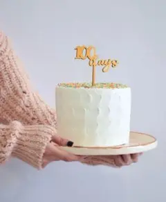 木製100daysケーキトッパー 100日祝い 百日祝い