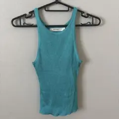 moussy マウジー　グリーンブルー　リブニット　ラメ　ノースリーブのサムネイル