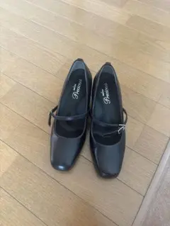 【洋服の青山】 スクエアトゥ パンプス 23.5cm ストラップ ブラックのサムネイル