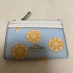 コーチ　coach パスケース　オレンジ柄