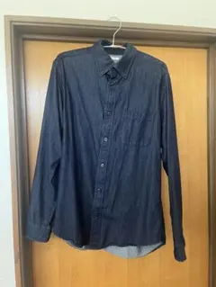 ダークブルー 長袖デニムシャツ