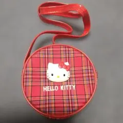 ハローキティ 丸型ミニバッグ チェック柄 赤