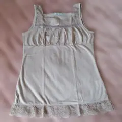 ドット柄 キャミソール レース付き