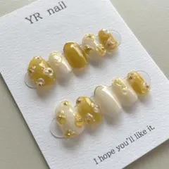 No.121 ぷっくりフラワー　お花　黄色　イエロー　ニュアンス