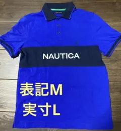 NAUTICA ポロシャツ 青色 ノーティカ ロゴ刺繍