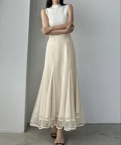 Louere アイボリー シフォンマーメイドロングスカート