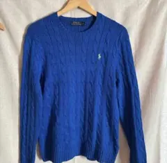 Polo Ralph Lauren ケーブル編みニットセーター XS 青のサムネイル