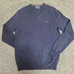 FRED PERRY ネイビー Vネックセーター M