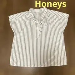 Honeys GLACIER ホワイトストライプ 半袖シャツ