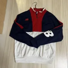 New Balance ハーフジップジャージ ネイビー/レッド　メンズ Mサイズ