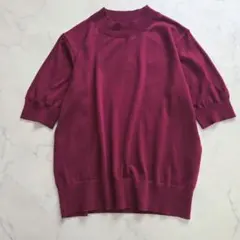 美品　23区　半袖ニット　ウール　ハイネック　38　ボルドー　洗える　薄手　上品のサムネイル