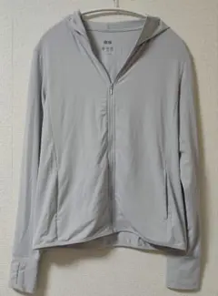 【UNIQLO】 L ライトグレー エアリズム UVカット パーカー レジャー