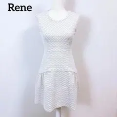 【美品】Rene ニット ノースリーブワンピース 伸縮性有 36 ベージュ