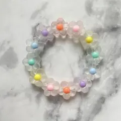 【106】花　ハンドメイドブレスレット１つ 子供　キッズ　お揃い　プレゼント　夏