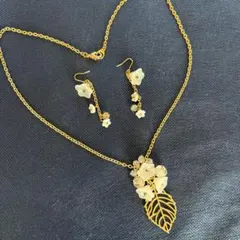 フラワー×リーフネックレス&ピアス　S-4