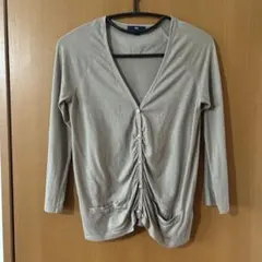 Gap ギャップ カーディガン ベージュ ギャザー　コットンカーデ
