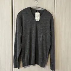 UNIQLO エクストラファインメリノウール Vネックセーター S グレー