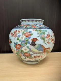 未使用品 有田焼　花瓶　弥左エ門　鳳凰草花肩角花瓶 有田焼 古伊万里 鳳凰山水花瓶 中胴 弥左ヱ門窯 - メルカリ