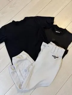 キッズ140 野球練習着セット ZETTアンダーシャツ Mizunoパンツ