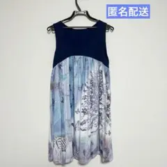 iS ScoLar ノースリーブチュニック ワンピース 蝶 シマウマ プリントのサムネイル