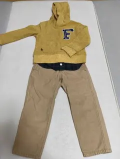 F.O KIDS レイヤード風パーカー FITIベージュズボン 男の子服 110
