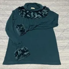 axes femme 長袖カットソー ファー パール装飾