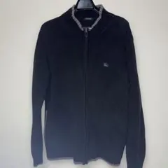 バーバリーブラックレーベル ドライバーズニット ホース刺繍 フルジップ