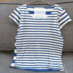 ‥ 白青ボーダー柄半袖Tシャツ サイズ38