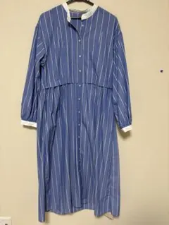 新品未使用　シャツワンピース　X L 長袖　ブルーストライプ