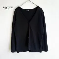 ビッキー Ｖネックカーディガン 七分袖 【2】 黒 薄手 シンプルのサムネイル