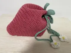 コットン製いちごの巾着袋