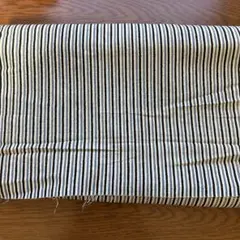 青と黒のストライプコットン？生地 着物端切れ