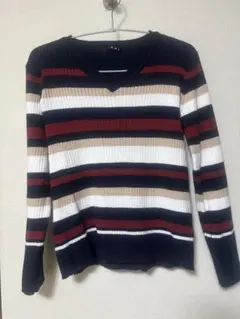 イング INGNI ボーダー　リブ編み Vネックセーター