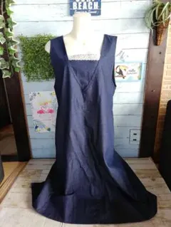 デニムエプロン　ハンドメイドエプロン　リメイクデニム