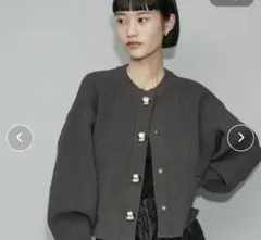 ADAM ET ROPE' BIGボタンニットカーディガン　グレー