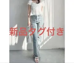 RESEXXY リゼクシー　カットアウトリボンデニムパンツ　ブルー　Mのサムネイル