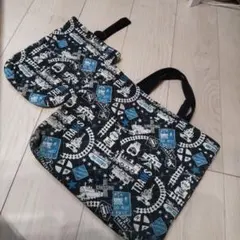 電車 train 2点セット 入園入学 レッスンバック 靴袋 シューズバック