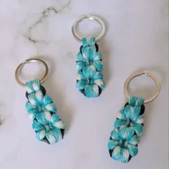 【030】ジッパータブ＊キーホルダー＊パラコード＊お花＊チョコミント