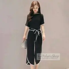セットアップ レディース 半袖 上下セット 夏 肩だし ガウチョパンツ
